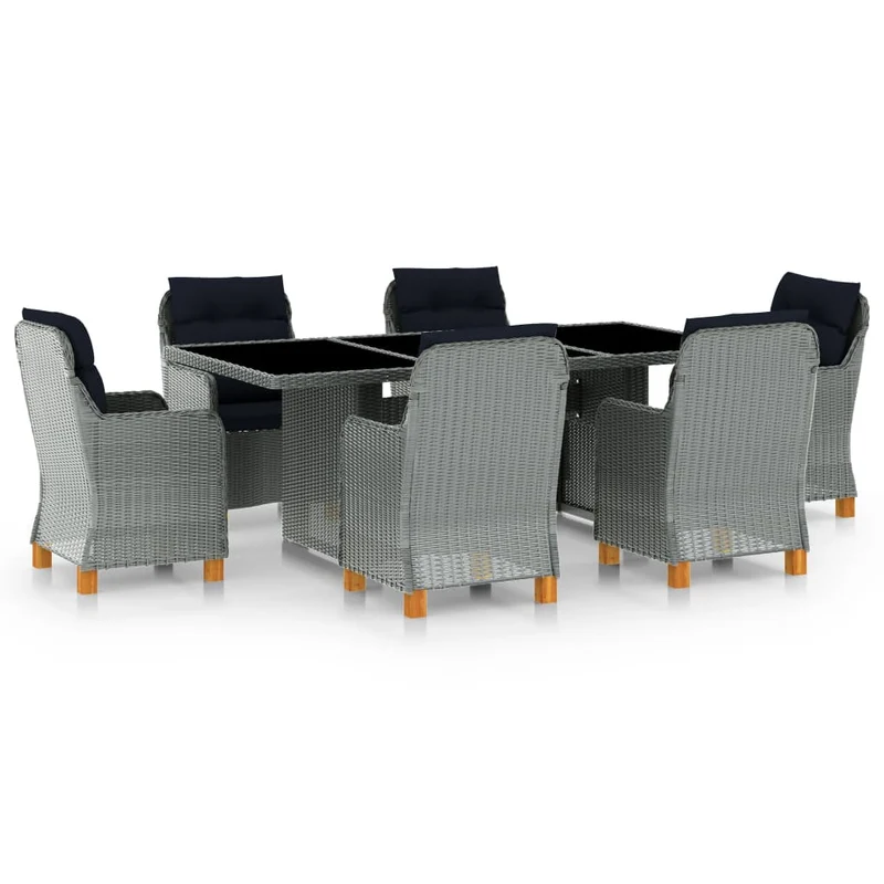 Tuinset – Tuinmeubelset – Diningset – Loungeset – Bistroset – Weerbestendig PE-Rattan – Inclusief Dikke Kussens – Lichtgrijs en Zwart