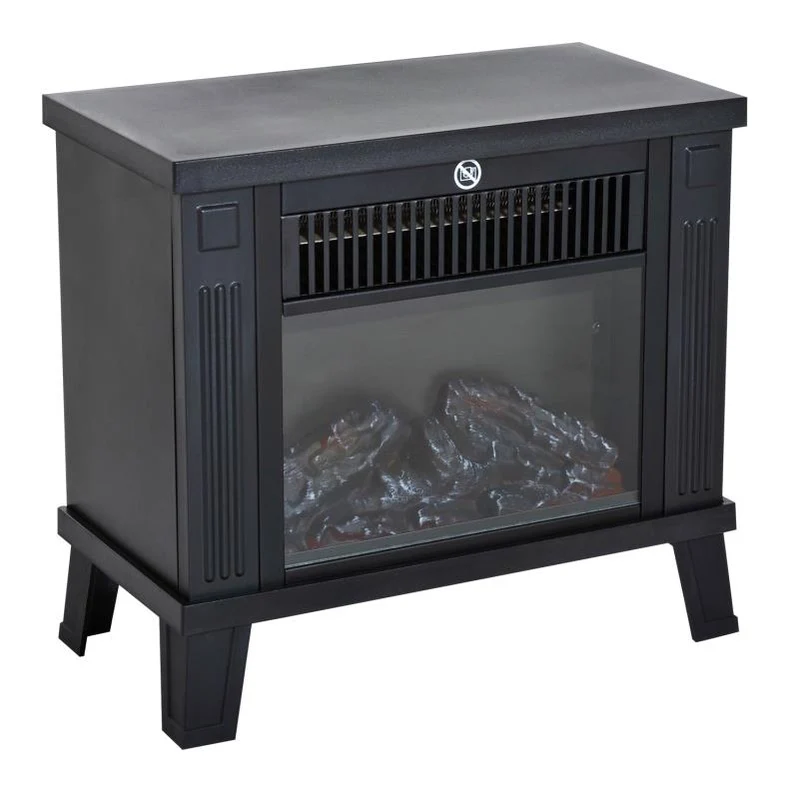 Elektrische Haard – Sfeerhaard – Open Haard – Kachel – Elektrische Kachel – Realistisch Vlameffect – 600W/1200W Verwarming – Compact Zwart Metaal Met Glazen Deur – Veilig En Energiezuinig – 34x17x31 cm