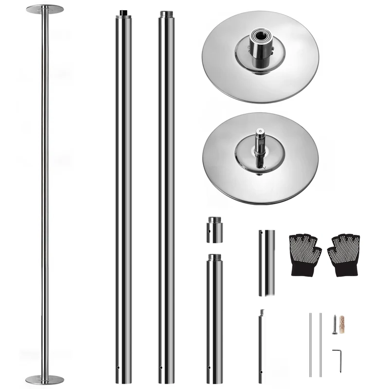 Danspaal – Pole Dance Paal – Pole Fitness Paal – Dansstang – Bewegingspaal – Verstelbare Hoogte 2,03-2,74 m – Robuust Chroomstaal 500 kg Belastbaar