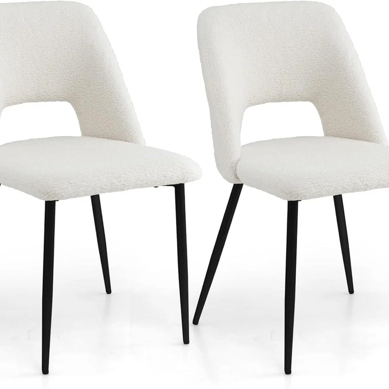 2-Delige Stoelenset – Eetkamerstoelen – Barkrukken – Keukenstoelen – Make-up Stoelen – Velvet Bekleding – Metalen Frame – Ergonomisch Design – Gewichtscapaciteit 150 kg – Witte Kleur