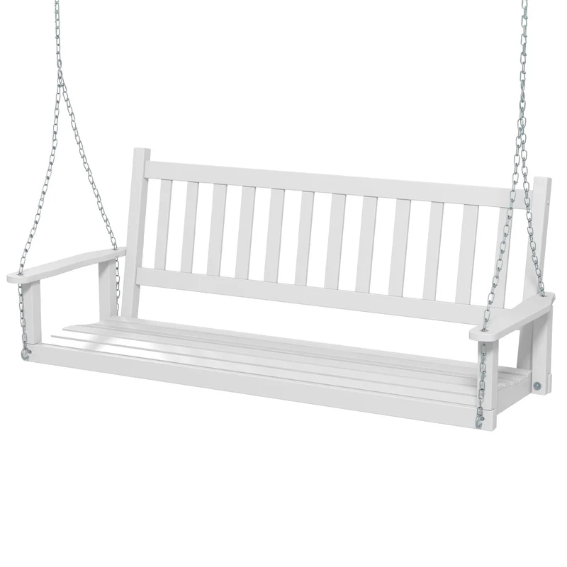 Schommelbank – Hangbank – Tuinbank – Tuinschommel – Hollywoodschommel – 3-Zits – Massief Populierenhout – Max 360 kg Draagkracht – Wit – 168x65x63 cm