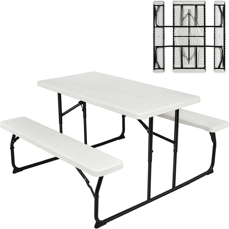 Campingtafel – Picknicktafel – Klaptafel – Vouwtafel – Kampeertafel – Inklapbaar – Ruim 136 cm – Weerbestendig Wit