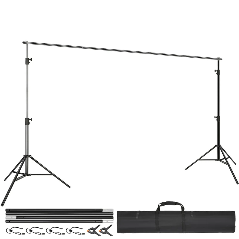 Achtergrondstandaard – Fotostatief – Greenscreenstandaard – Achtergrondframe – Verstelbaar – Heavyduty Metaal – 360 cm Breedte – 3 m Hoogte