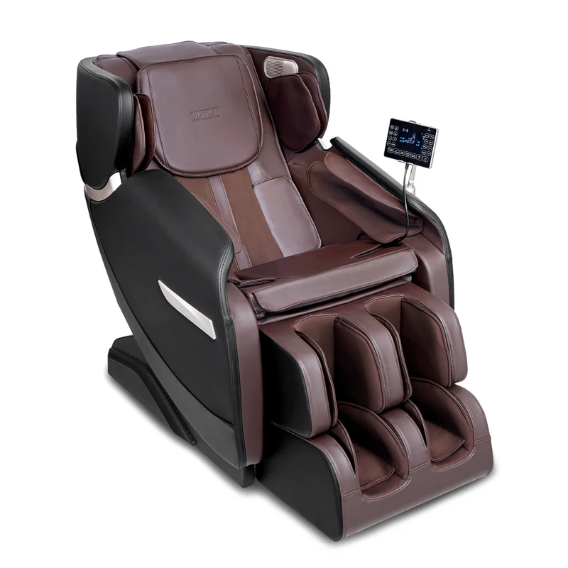 Massagestoel – Massagefauteuil – Relaxstoel – Massagestoel Elektrisch – Shiatsu Stoel – Full Body Massage – Zero Gravity 3 Standen – Semi-PU Leder Bruin