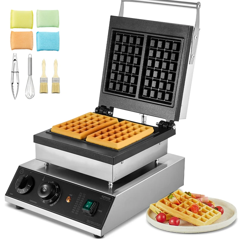 Wafelmaker – Wafelijzer – Wafelapparaat – Wafelmachine – Rechthoekige Wafels – 2000W Vermogen – RVS Behuizing Met Instelbare Temperatuur