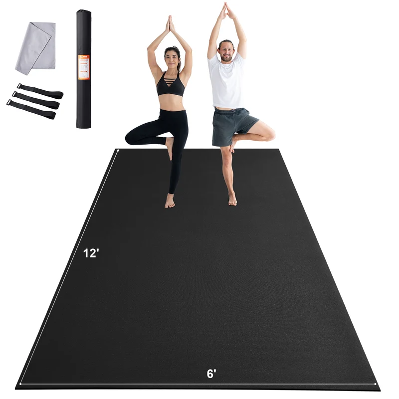 Fitnessmat – Yogamat – Trainingsmat – Oefenmat – Pilatesmat – Extra Groot 12x6ft – Anti-Slip PVC Dikte 7mm
