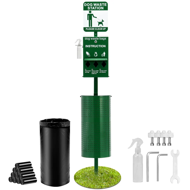 Afvalstation Hondenpoep – Hondenpoepbak – Poepstation – Hondenafvalbak – Poepzakhouder – 43,5 Liter Capaciteit – Gegalvaniseerd Staal Weerbestendig