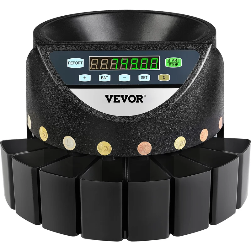 Muntteller – Muntenteller – Muntensorteerder – Muntenteller Elektronisch – Euromuntenteller – Automatische Sortering – Telt Tot 300 Munten Per Minuut – Groot LCD Display