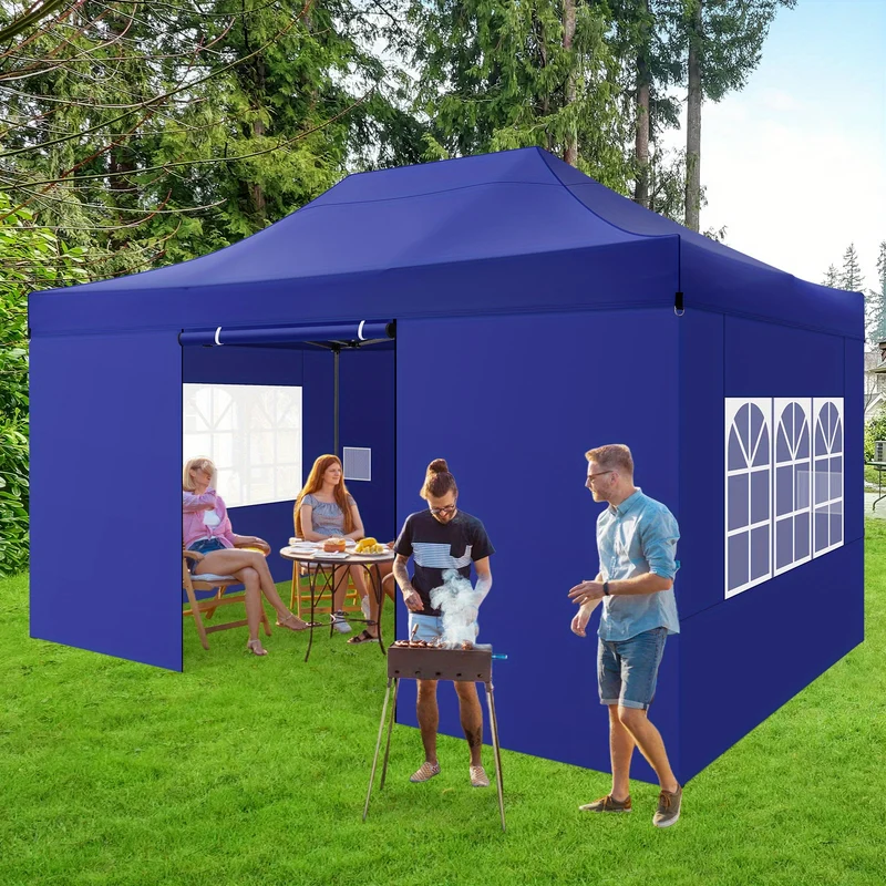 Partytent – Tent – Overkapping – Luifel – Zonnescherm – 3x4,5 Meter – 4 Zijwanden – 3 Verstelbare Hoogtes – Stevig Lichtgewicht Frame – Water- en UV-bestendig Polyester