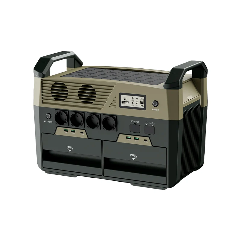 Zonnegenerator – Draagbare Generator – Powerstation – Energiecentrale – Noodstroom – 3600Wh LiFePO4 Batterij – 3200W Piekvermogen – 4 AC Uitgangen – Snel Laden – Quick-Swap Batterij
