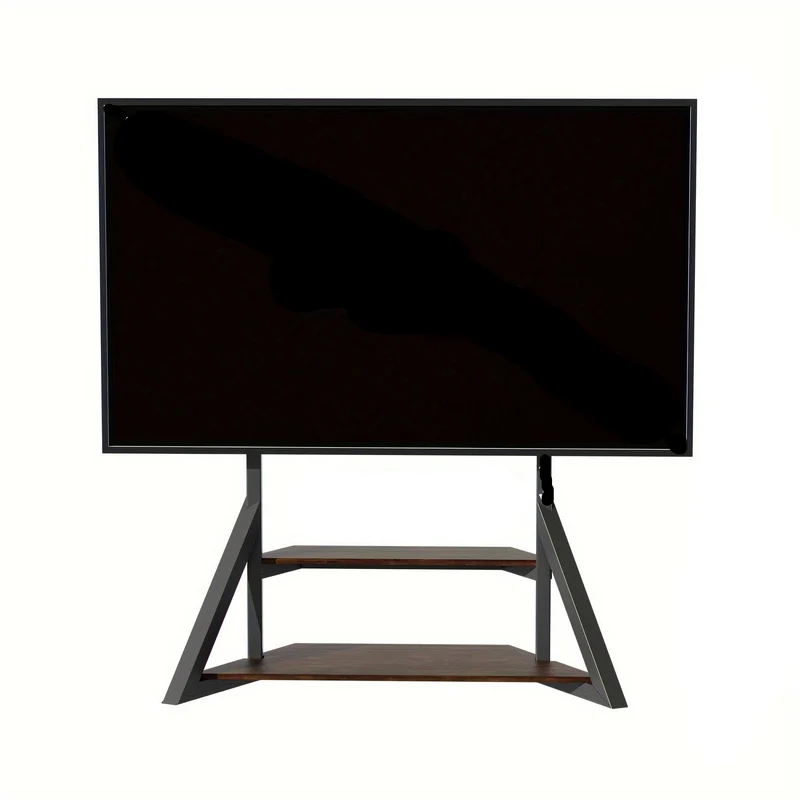 Verstelbare Vloerstaande TV-standaard – TV-Meubel – TV-Statief – Vloerhouder – TV-Beugel – Industriële Stijl – Verstelbare Hoogte 138-168 cm – Stevig Metalen Frame Met Houten Planken