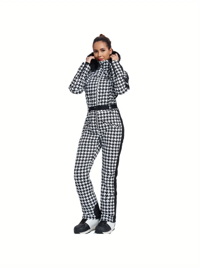 Dames Ski Overall – Ski Jumpsuit – Wintersport Pak – Snowpak – One-Piece Skikleding – Met Capuchon – Warm & Comfortabel – Machinewasbaar Polyester