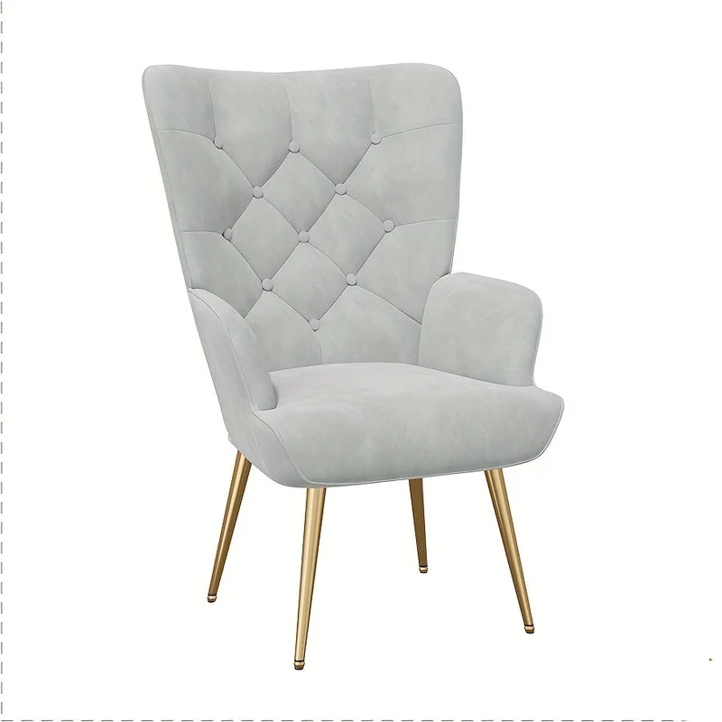Fauteuil – Armstoel – Relaxstoel – Beklede Stoel – Lounge Stoel – Grijs – Fluwelen Bekleding – Ergonomisch Met Metalen Poten