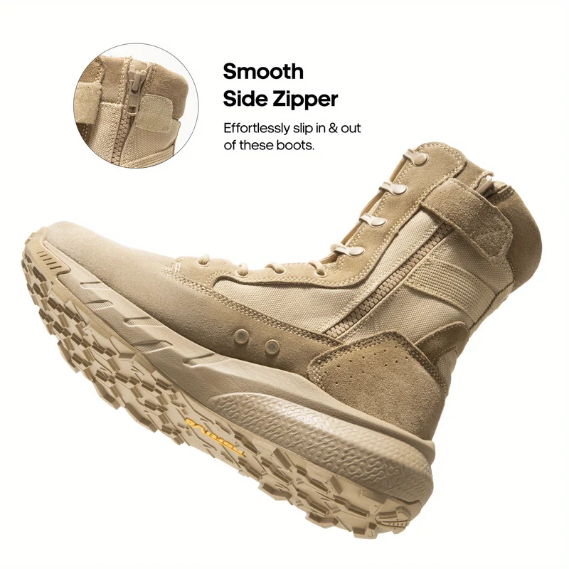 Hikinglaarzen – Outdoorschoenen – Outdoorlaarzen – Wandelschoenen – Tactische Boots – Lichtgewicht – Ademend – Antislip – Maat 44 – Beige