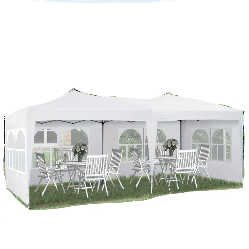 Partytent – Tuinpaviljoen – Feesttent – Overkapping – Vouwtent – 3x6 meter – Waterdicht – Anti-UV met Stalen Frame en Zijpanelen