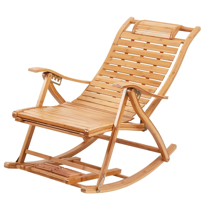 Ligstoel – Tuinstoel – Relaxstoel – Loungestoel – Opvouwbaar – 5-standen Verstelbaar – Bamboe Met Massageballetjes – 150 kg Max Belastbaar