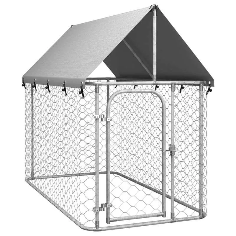 Hondenkennel – Hondenkooi – Hondenren – Buitenkennel – Dierenverblijf – Ruim 200x100x150 cm – Weerbestendig Staal Met Dak