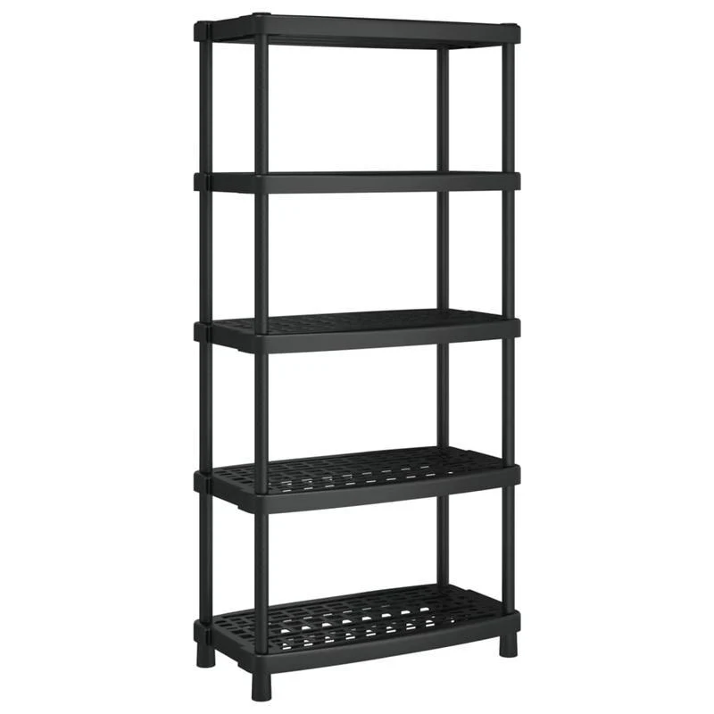 Opbergrek – Opbergrek – Stellingkast – Stellingrek – Rek – 5-laags – Zwart Polypropyleen – 93,5x45,5x194,5 cm – Duurzaam & Stijlvol