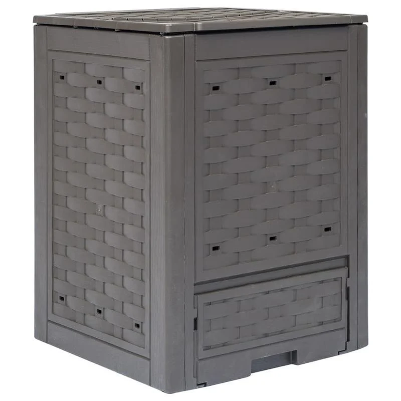 Compostbak – Compostvat – Composter – Composteerbak – Tuincompostbak – Bruin Rattan Kunststof – 300 Liter Inhoud – 60x60x83 cm