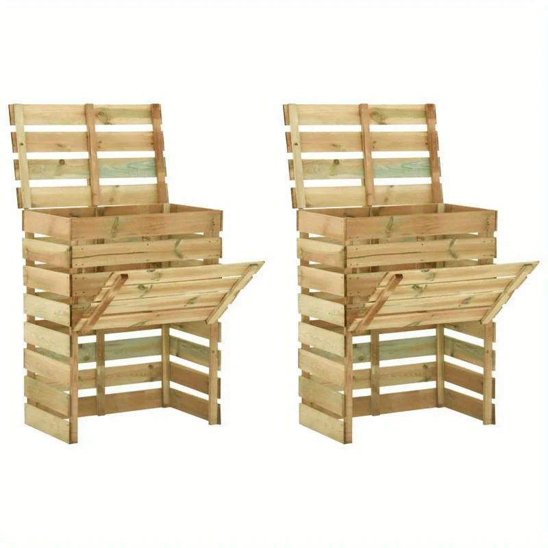 Compostbak – Compostvat – Composter – Composteerbak – Tuinbak – Houten lattenrooster – 2 stuks – 80x50x100 cm – Rotbestendig geïmpregneerd dennenhout