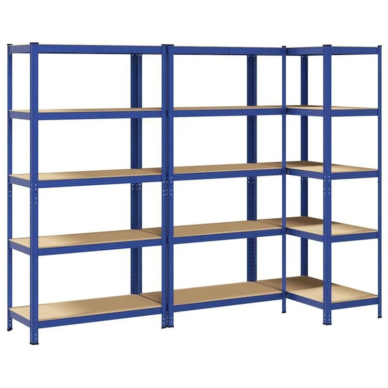 Opbergrek – Stellingkast – Opbergrek – Opbergkast – Rek – 5 Niveaus – Set Van 3 Blauw – Duurzaam Kunststof – Ruime Opbergruimte