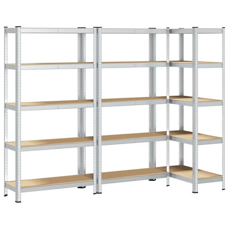 Opbergrek – Opbergkast – Stellingkast – Opbergrekken – Stellingrek – 5 Laags – Set Van 3 – Staal En Hout