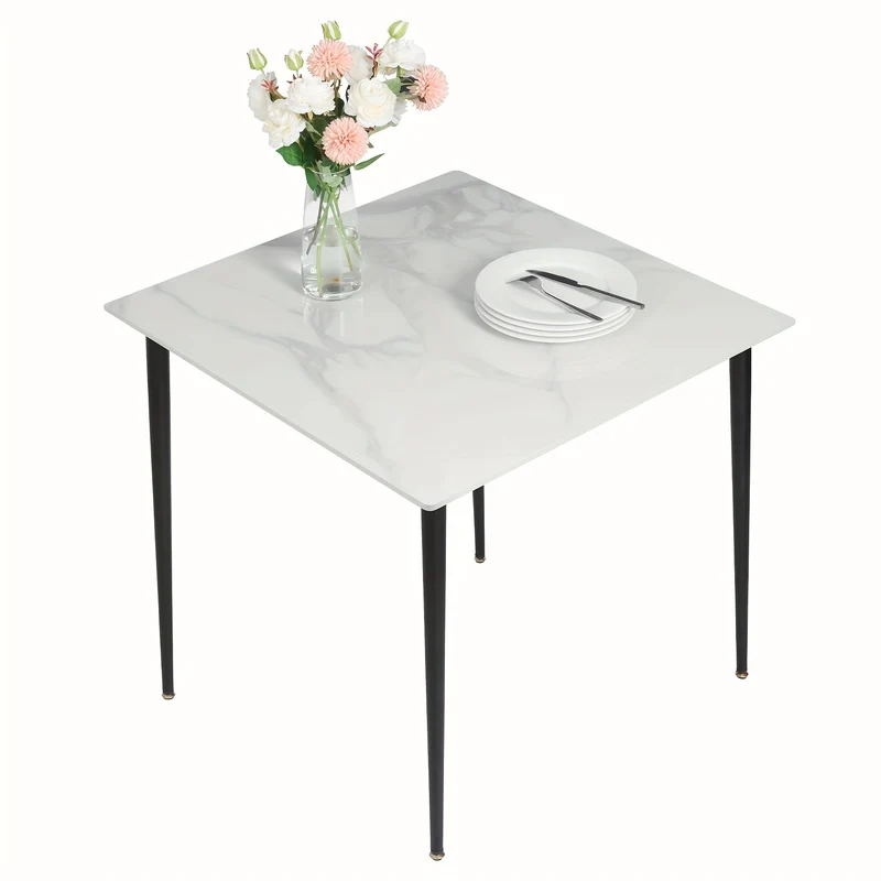 Eettafel – Tafel – Eetkamertafel – Keukentafel – Dinertafel – Rechthoekig Sintered Stone Blad – Kras- en Vlekbestendig – Eenvoudig Schoon Te Maken