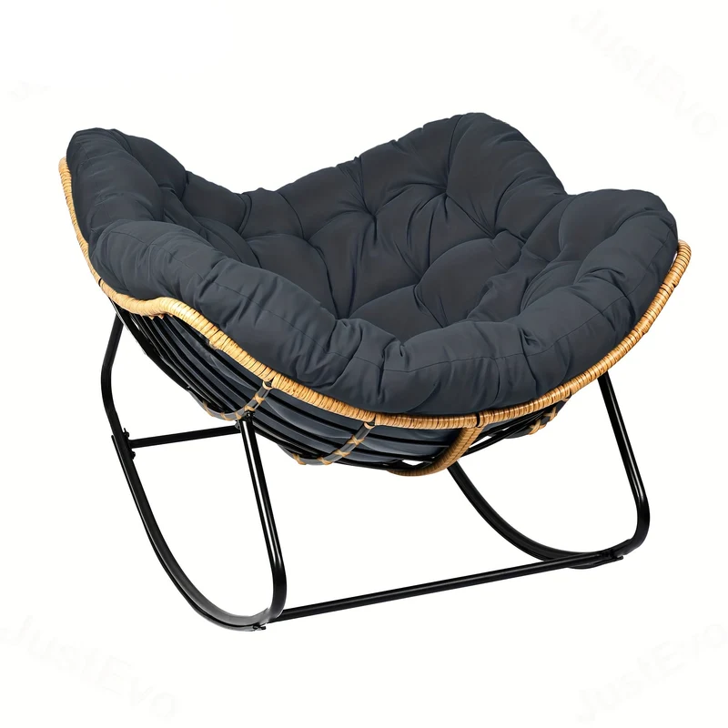 Schommelstoel – Relaxstoel – Loungestoel – Fauteuil – Voedingsstoel – Stevig Carbonstalen Frame – Dik Zacht Kussen