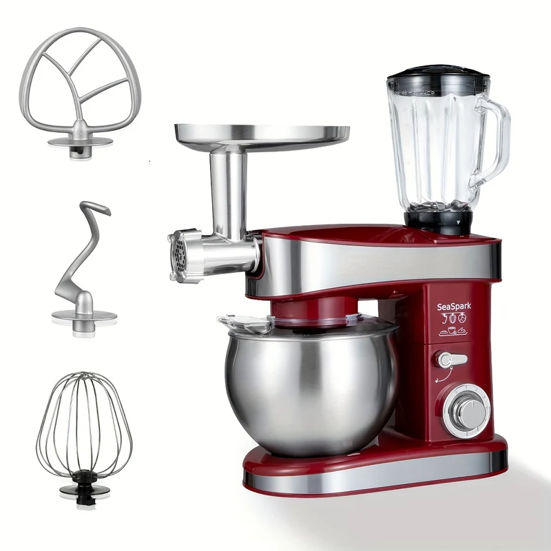 Keukenmachine – Keukenrobot – Foodprocessor – Keukenmixer – Keukenhulp – 6,3L RVS Mengkom – 6 Snelheden met Pulsefunctie – Rood