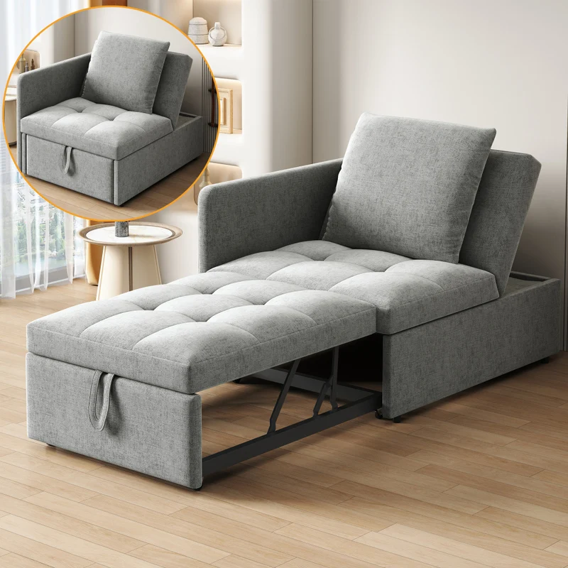 Upholstered Bed Sofa Bed 3 in 1 Multi-Function Sofa Bed, Linen Sofa with Adjustable Backrest, Sofa Bed for Small Spaces