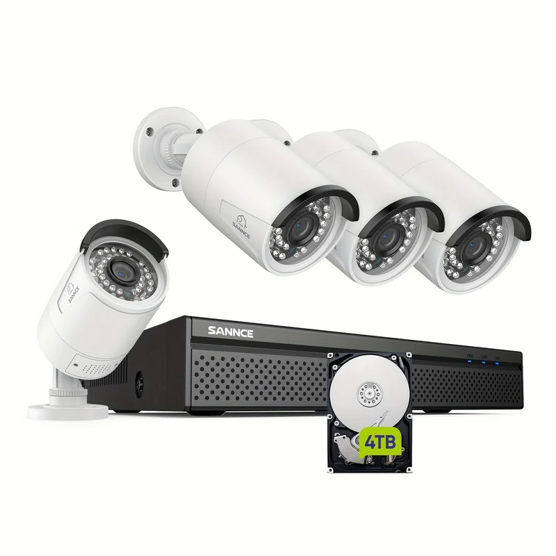 beveiligingscamera set – bewakingscamera set – camerabewaking – surveillance systeem – 5MP HD camera’s met geluid – 4TB opslag met 8-kanaals recorder