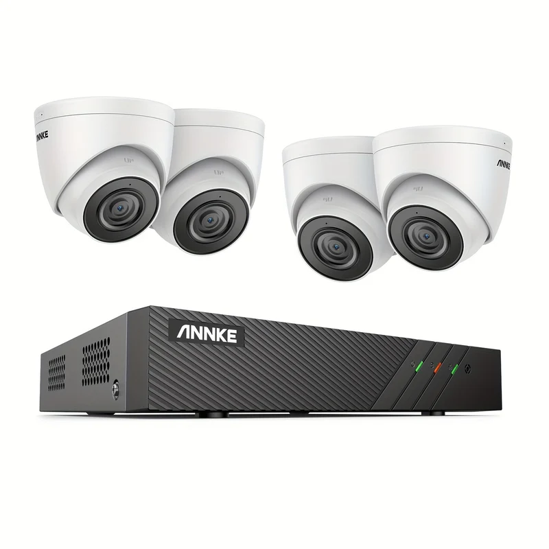 Beveiligingscamera – Camerabewaking – Inbraakbeveiliging – Bewakingscamera – 4x 5MP IP Camera’s + 8-Kanaals 6MP NVR – Persoons- en Voertuigdectectie – Kleurennachtzicht met Externe Verlichting