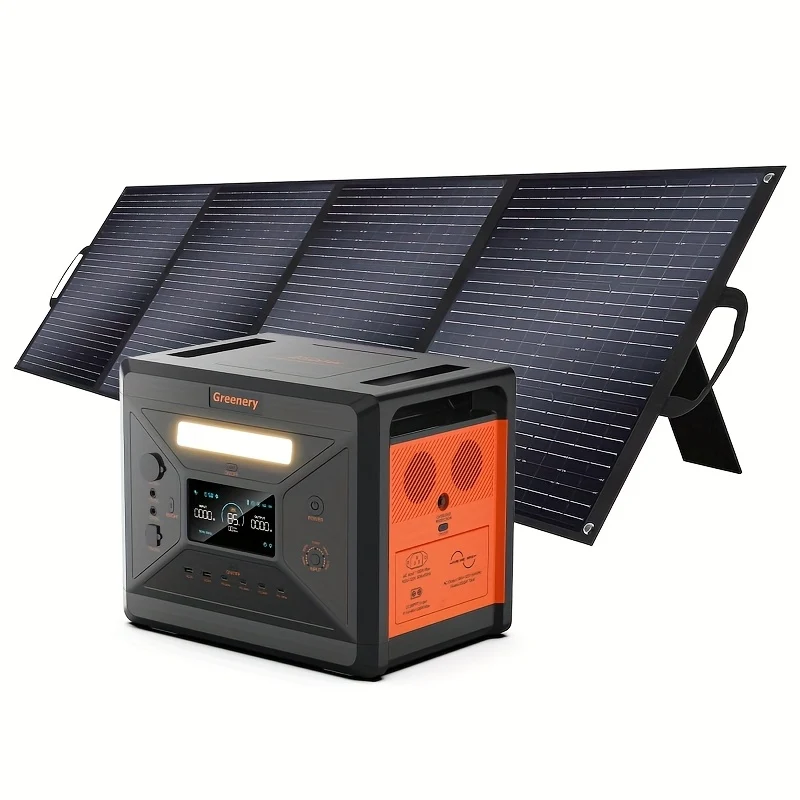 Draagbare Power Station – Mobiele Generator – Noodstroomvoorziening – Camping Accu – Zonne-energie Generator – 2500W Vermogen – 2304Wh Capaciteit Met 400W Zonnepanelen