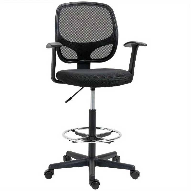 Ergonomische Bureaustoel – Bureaustoel Met Voetensteun – Draaibare Werkstoel – Verstelbare Stoel – Kantoorstoel Zwart – 360° Draaibaar – Verstelbare Hoogte 110-132 cm