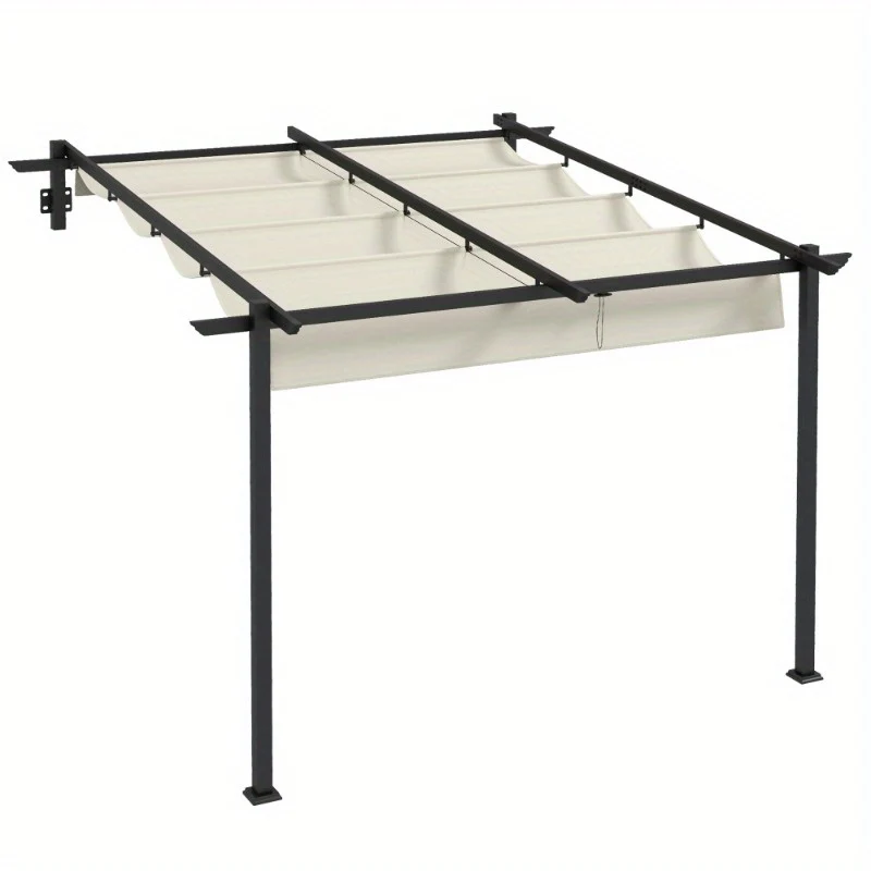 Pergola – Tuinpaviljoen – Overkapping – Prieel – Terrasoverkapping – Verstelbaar Dak – Windbestendig – 3x3 Meter – Crèmekleurig Frame