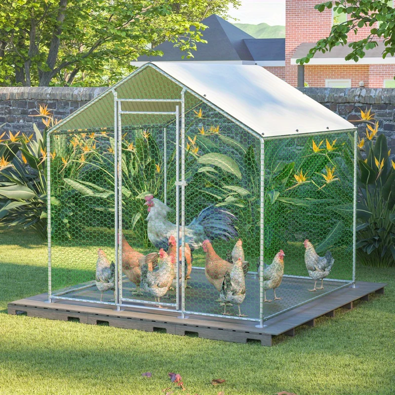 Kippenhok – Kippenren – Buitenren – Hokken – Kippenverblijf – Groot 2x2x2m – Stevig Metaal – Predator-Proof Veiligheidsslot