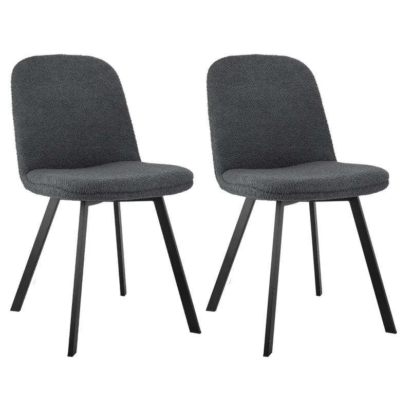 Eetkamerstoel – Stoel – Kuipstoel – Keukenstoel – Dining Chair – Teddy Fleece – Zachte Bekleding – Stabiel Metalen Frame – Set van 2