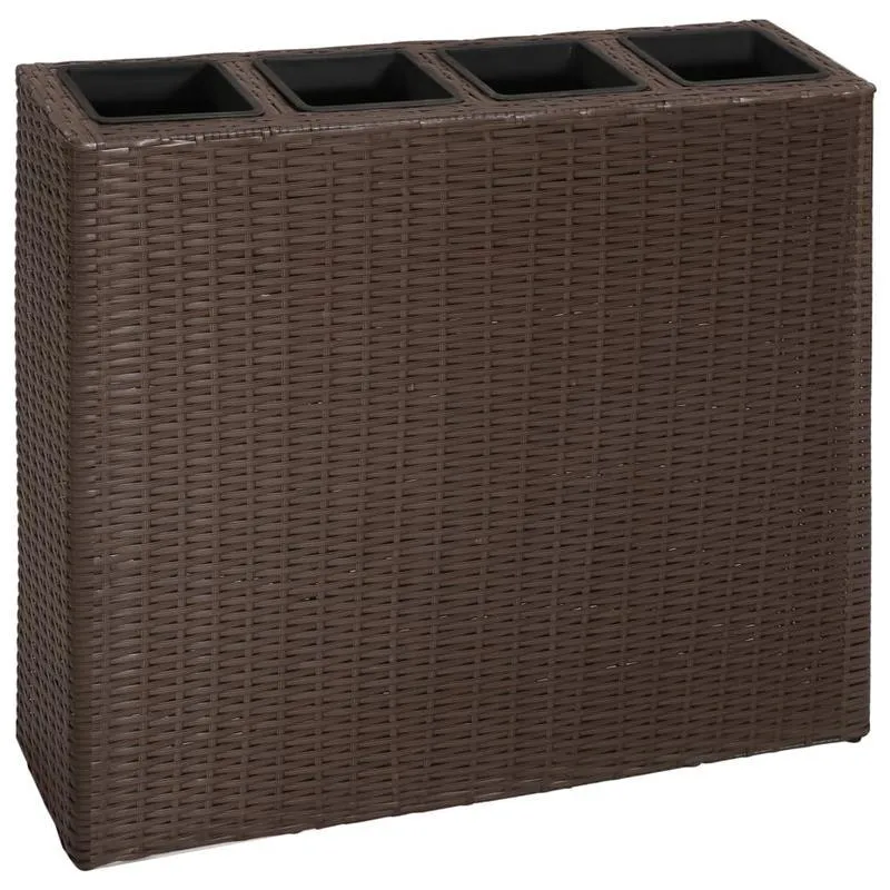 Tuinbak – Verhoogde Plantenbak – Bloembak – Kruidenbak – Balkonbak – Bruin Poly Rattan – Weerbestendig – Duurzaam Composite Material