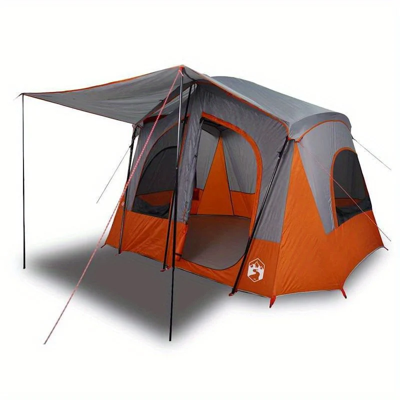 5-Persoons Tent – Kampeertent – Bivaktent – Outdoor Shelter – Familietent – Duurzaam Polyester – Lichtgewicht Glasvezel Stokken – Grijs Oranje
