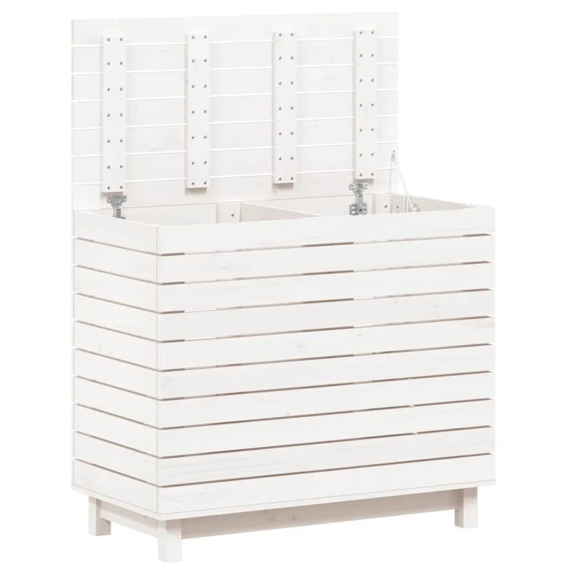 Wasmand – Wasbox – Wassorteerder – Waszak – Opbergmand – Massief Grenenhout – Groot Formaat 88,5x44x76 cm – Witte Afwerking