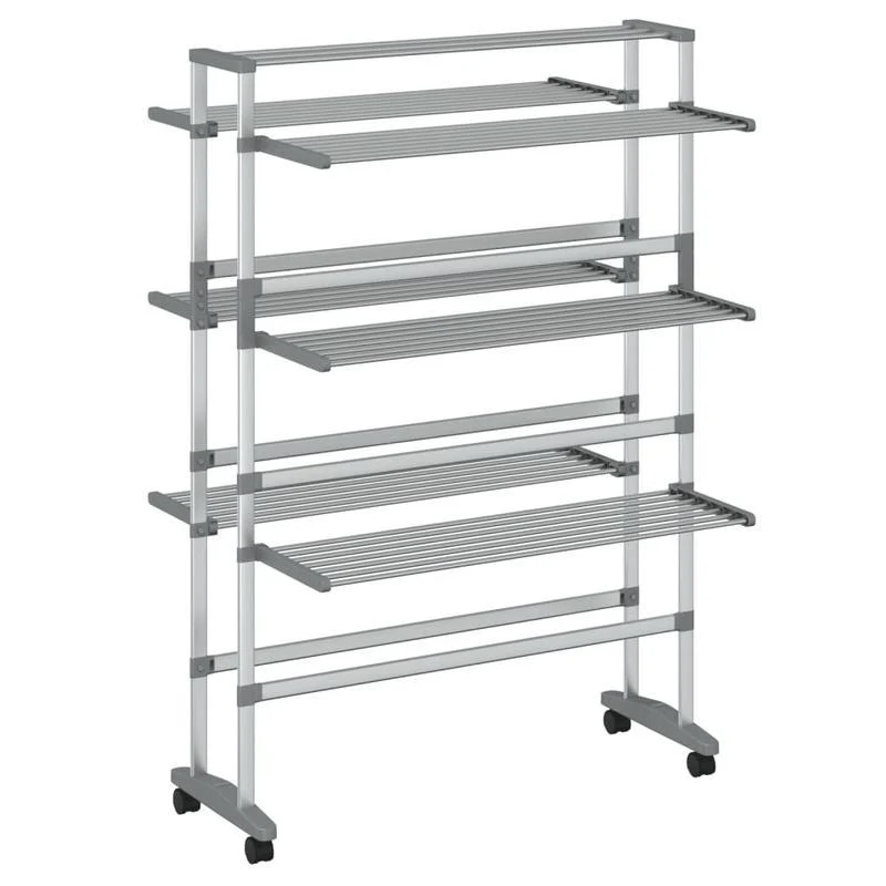 Wasrek – Droogrek – Wasknijpers – Droogtoren – Wastoren – Aluminium – Inklapbaar Met Wieltjes – 89x64x129 cm