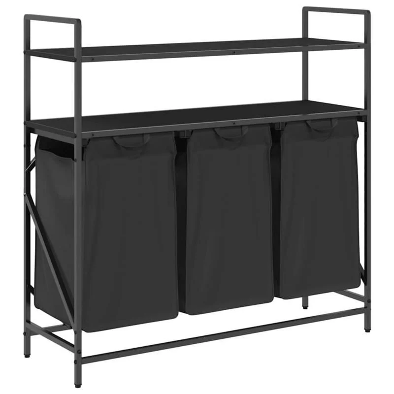 Wasbakje – Wastafel – Waskom – Spoelbak – Haarwasbak – 3-Vaks Wasmiddel Organizer – Dubbele Reken – Stevige Mesh Zakken – Klassiek Zwart