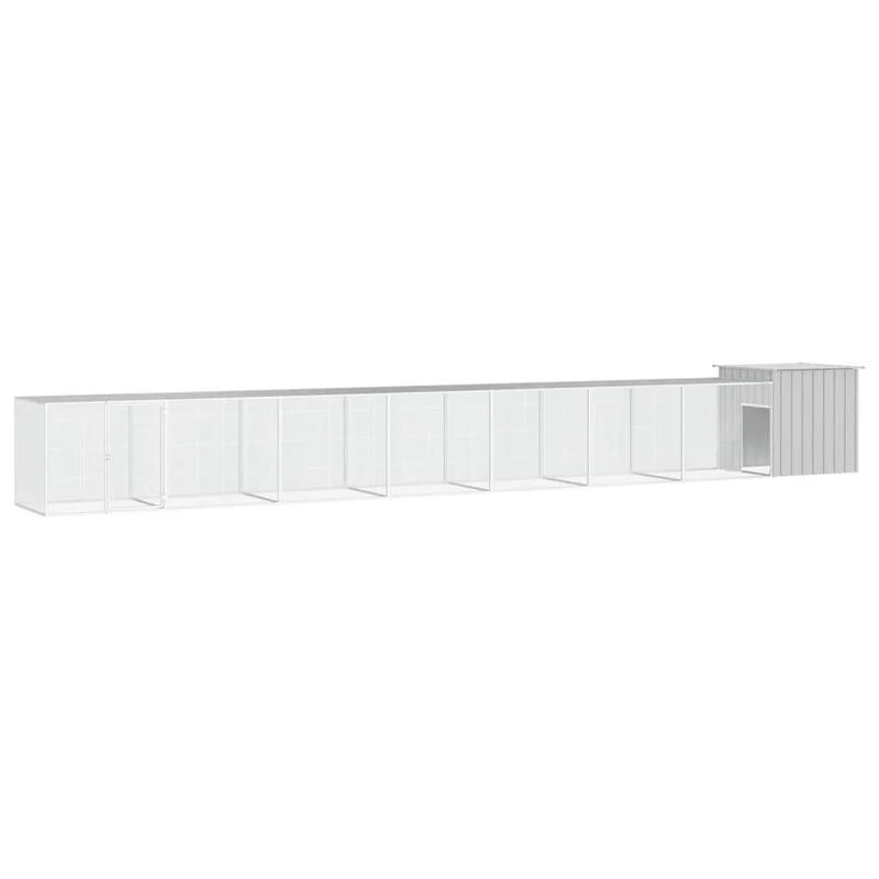 Kippenren – Kippenhok – Pluimveebehuizing – Kippenkooi – Hekwerk – Grijs – Gegalvaniseerd Staal – Extra Robuust – Ruim 700x91x100 cm
