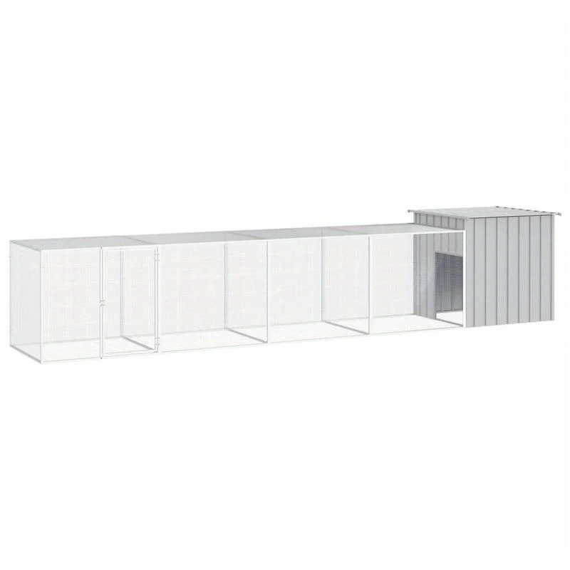 Kippenren – Kippenhok – Kippenkooi – Kippenren Buiten – Kippenren Grijs – Gegalvaniseerd Staal – 500x91x100 cm – Weerbestendig & Stevig
