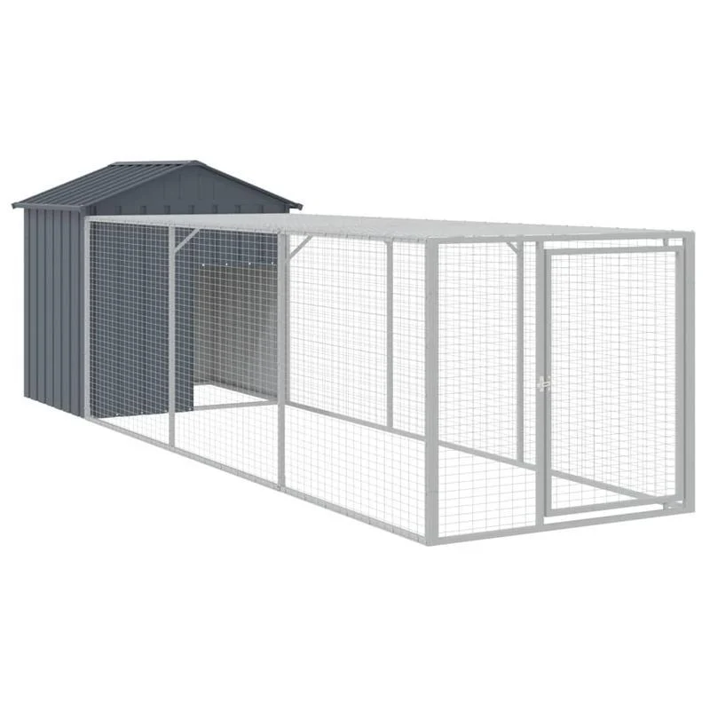 Kippenhok – Kippenren – Pluimveehok – Buitenhok – Dierenhok – Antraciet – 117x405x123 cm – Gegalvaniseerd Staal – Ruime Loopruimte – Duurzaam & Weerbestendig