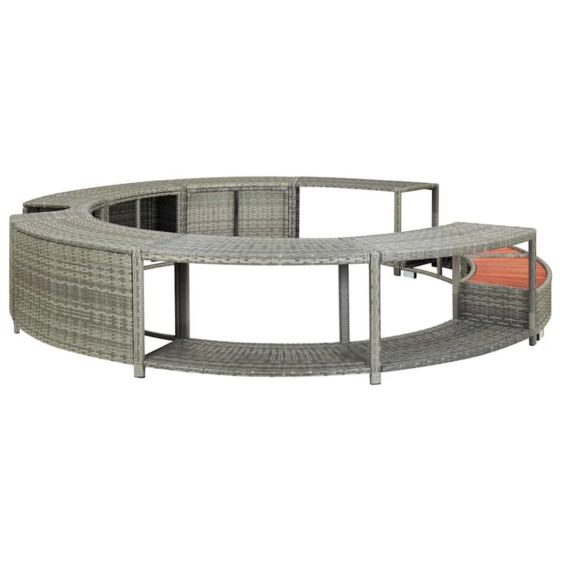 Hot Tub Afwerkset – Spa Rand Bescherming – Jacuzzi Ombouwset – Hot Tub Renovatie Kit – Zwarte Spa Accessoires – Waterbestendig Eucalyptus Hout – Ingebouwde Opbergruimte Met Batterijvak - Grijs