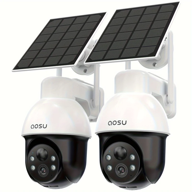 Draadloze Beveiligingscamera – Buiten Camera – Zonnepaneel Camera – Wifi Camera – Surveillance Camera – 2 Stuks – 5MP Nachtzicht – Panoramische PTZ Met Bewegingssensor