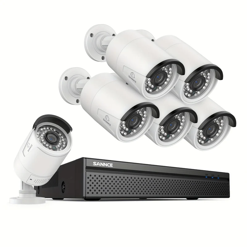Video Beveiligingsset – Bewakingscamera Set – IP Camera Set – PoE Camera Systeem – 6 x 3MP Bullet Camera’s – 8-Kanaals 4K NVR Recorder – Personen Detectie – Tweerichtingsaudio