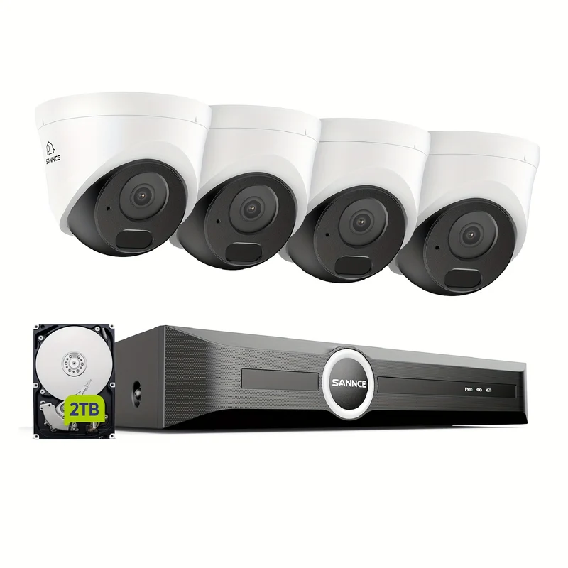 Beveiligingsset – 2K Camera’s – Bewakingscamera – NVR Beveiliging – CCTV Systeem – 4 Camera’s – 2TB Opslag – Nachtzicht 30m – Audio Opname