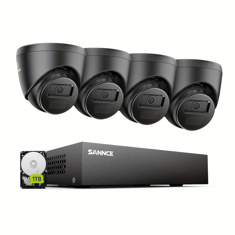 Beveiligingssysteem – Videobewaking – Camerabeveiliging – Surveillance Systeem – Security Camera Set – 4 Full HD 1080P Camera’s – Intelligente Bewegingsdetectie Met 1TB Opslag